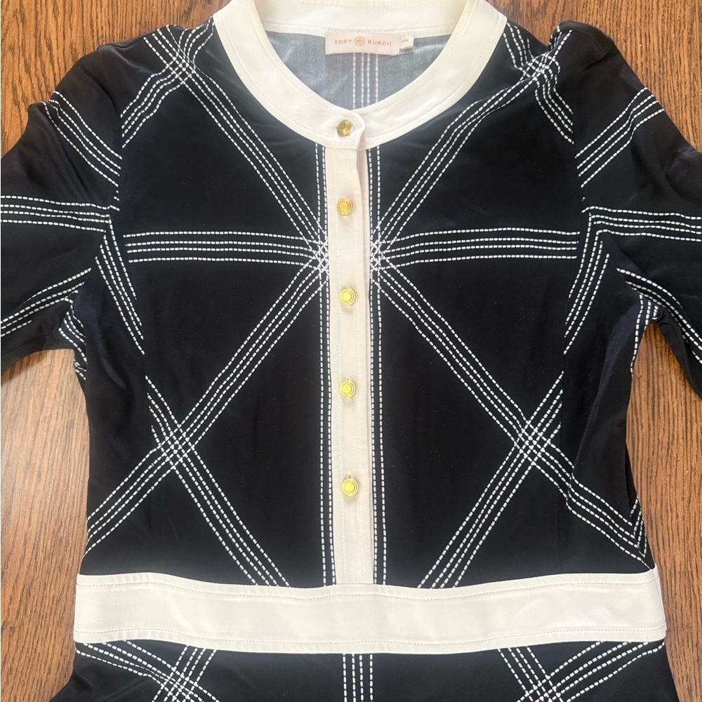 Tory Burch Anja Diamond-Stitch Midi Dress - Picture 6 of 8